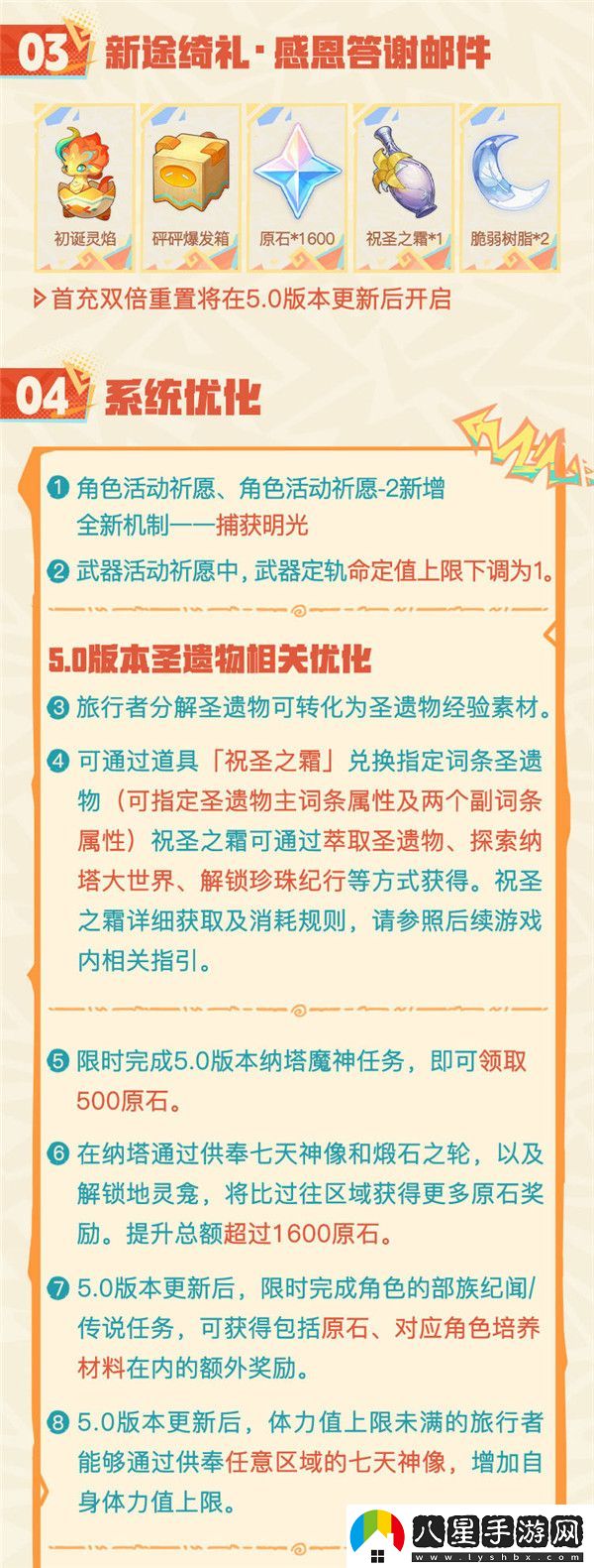 原神5.0版本玩家可自選一名常駐5星角色！