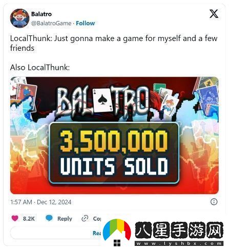 小丑牌全球所有平臺銷(xiāo)量達350萬(wàn)份