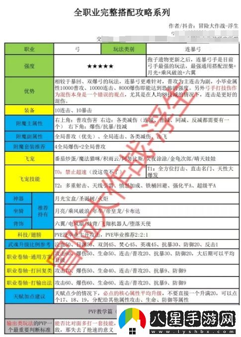 冒險大作戰弓全職業(yè)完整搭配