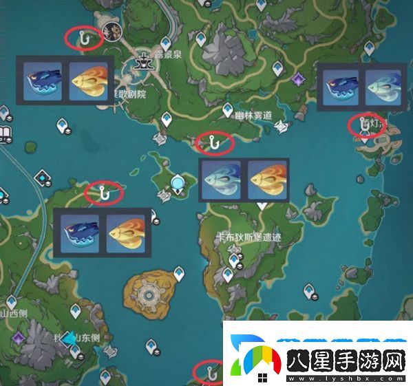 原神灰河渡手釣魚(yú)地點(diǎn)分布圖